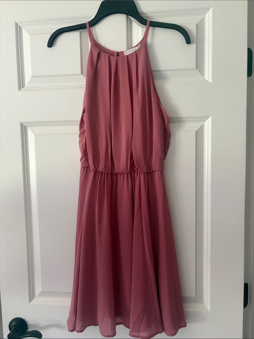 Mauve Halter Chiffon Dress